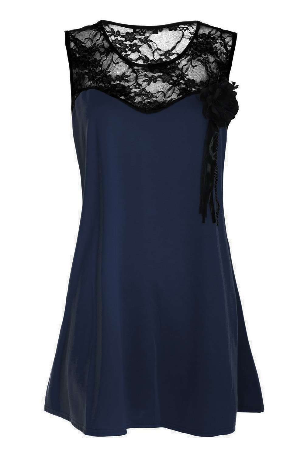 Mila Floral Lace Brooch Curved Hem Vest Top - bejealous-com