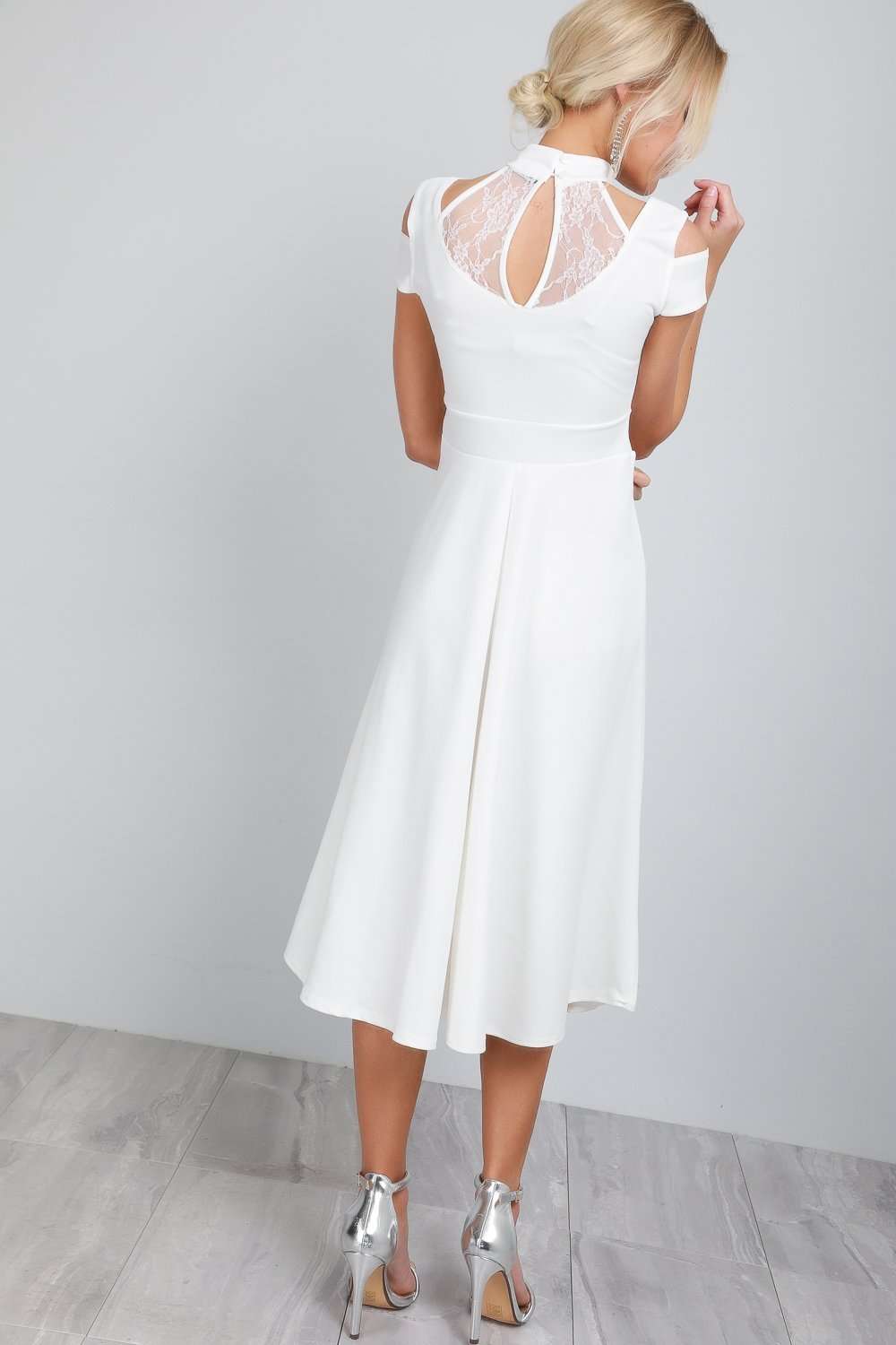 Millie High Neck Cold Shoulder Midi Swing Dress - bejealous-com