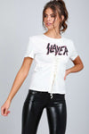 Mona Slayer Graphic Print Lace Up TShirt - bejealous-com