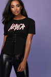Mona Slayer Graphic Print Lace Up TShirt - bejealous-com