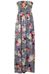 Monochrome Bardot Floral Dog Tooth Maxi Dress - bejealous-com