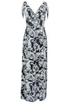 Monochrome Paisley Print Wrap Over Maxi Dress - bejealous-com