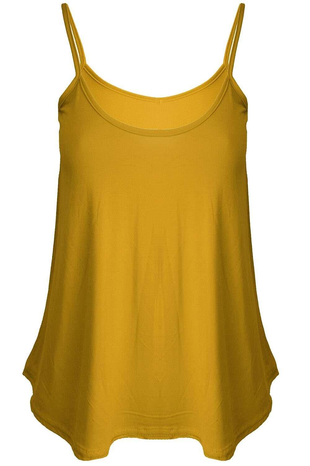 Mustard Strappy Basic Cami Swing Top - bejealous-com