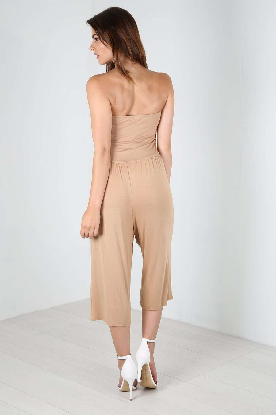 Mya Bardot Cropped Leg Jersey Jumpsuit - bejealous-com