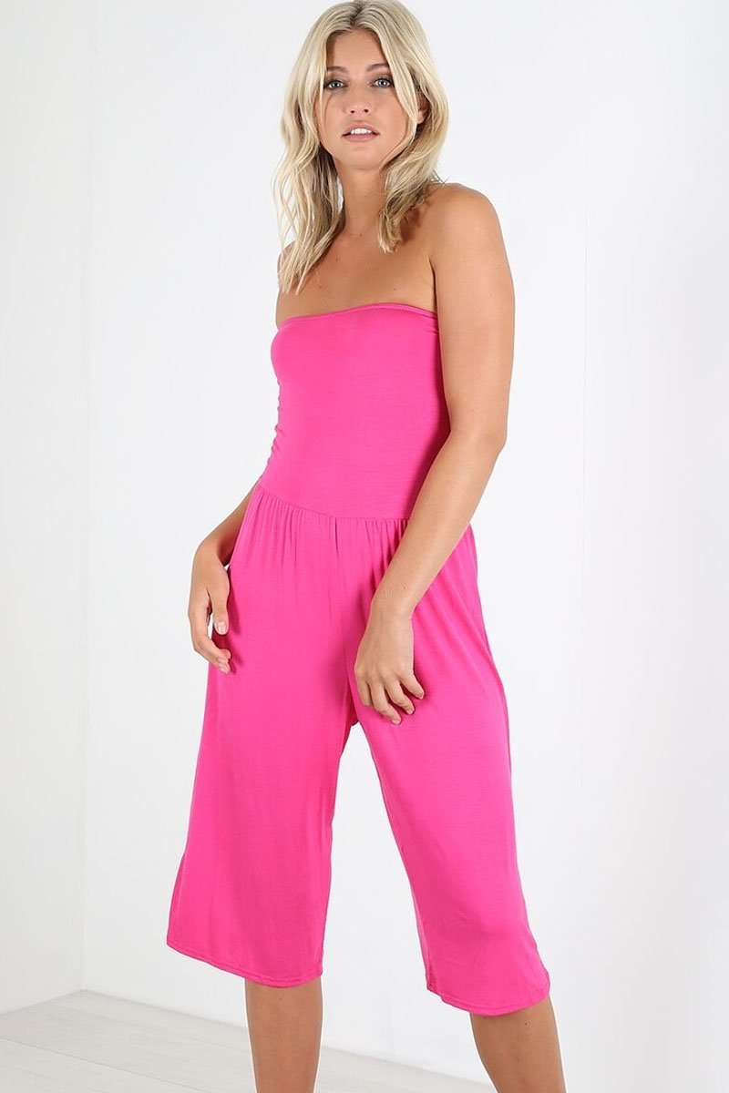 Mya Bardot Cropped Leg Jersey Jumpsuit - bejealous-com