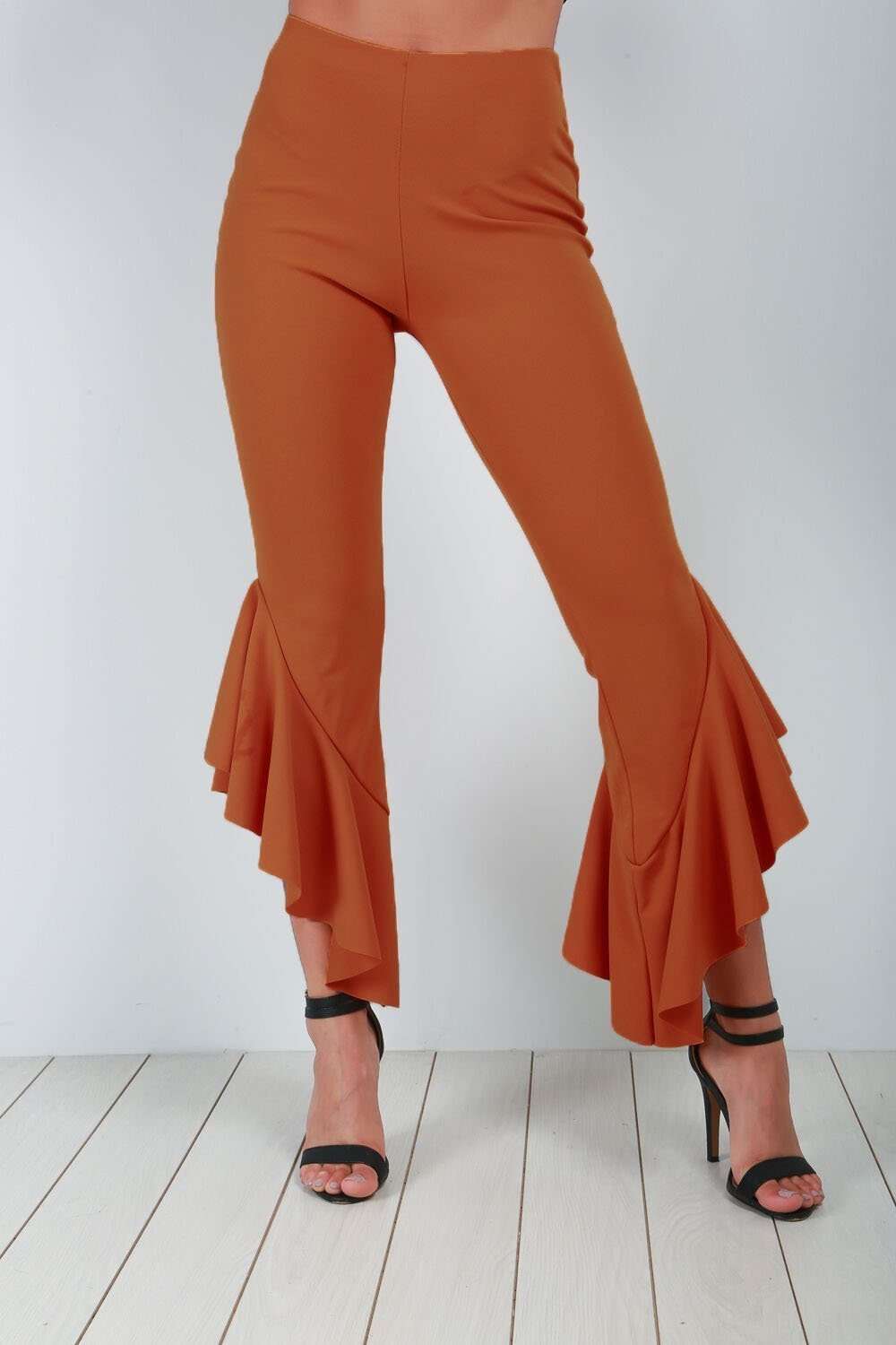 Nadya High Waist Frilly Slim Leg Trousers - bejealous-com