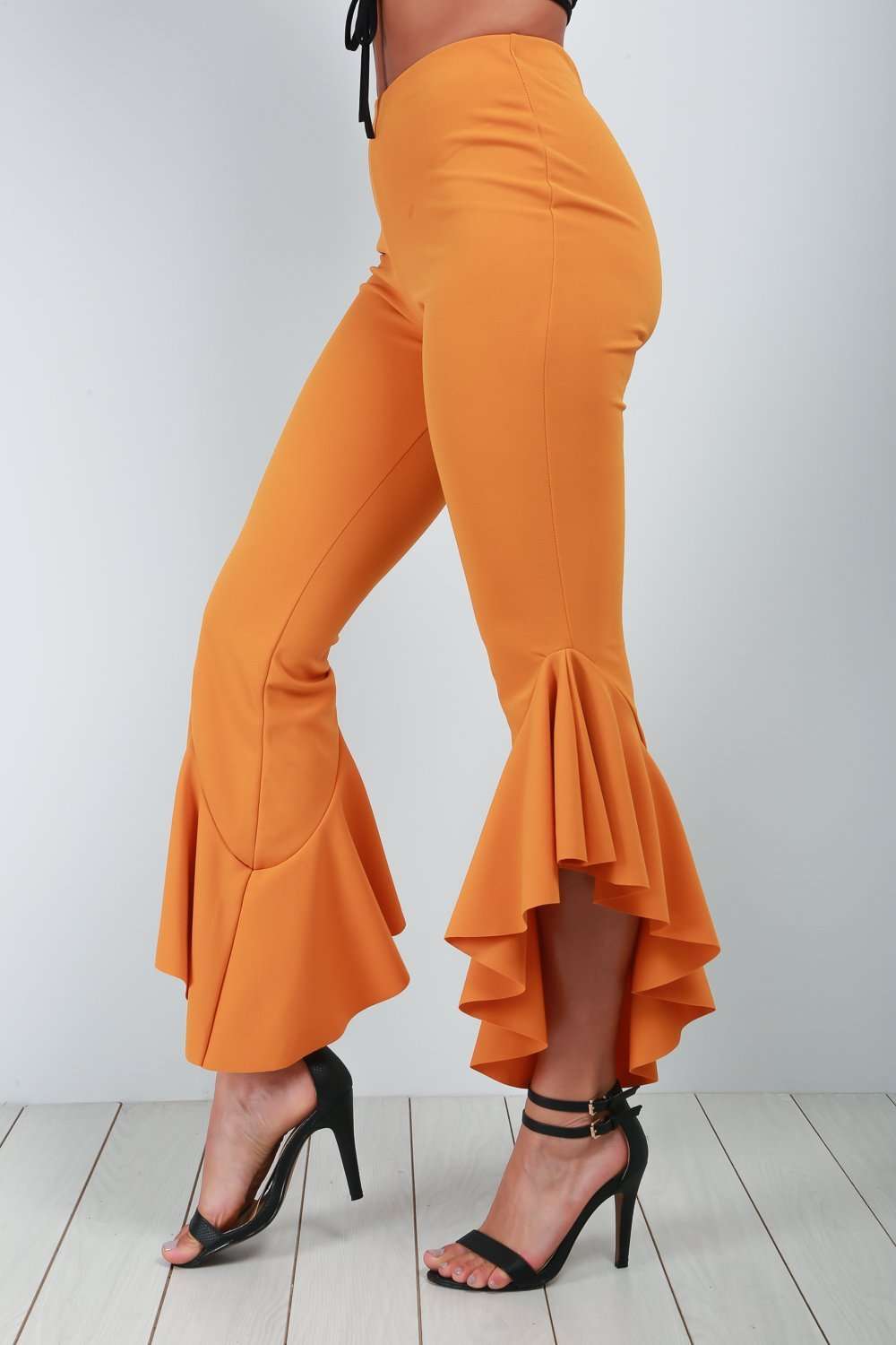 Nadya High Waist Frilly Slim Leg Trousers - bejealous-com