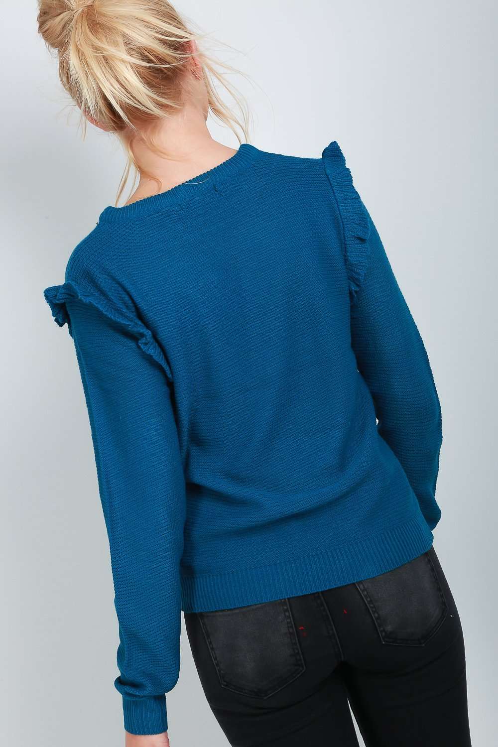 Nancy Long Sleeve Frilly Knitted Jumper - bejealous-com