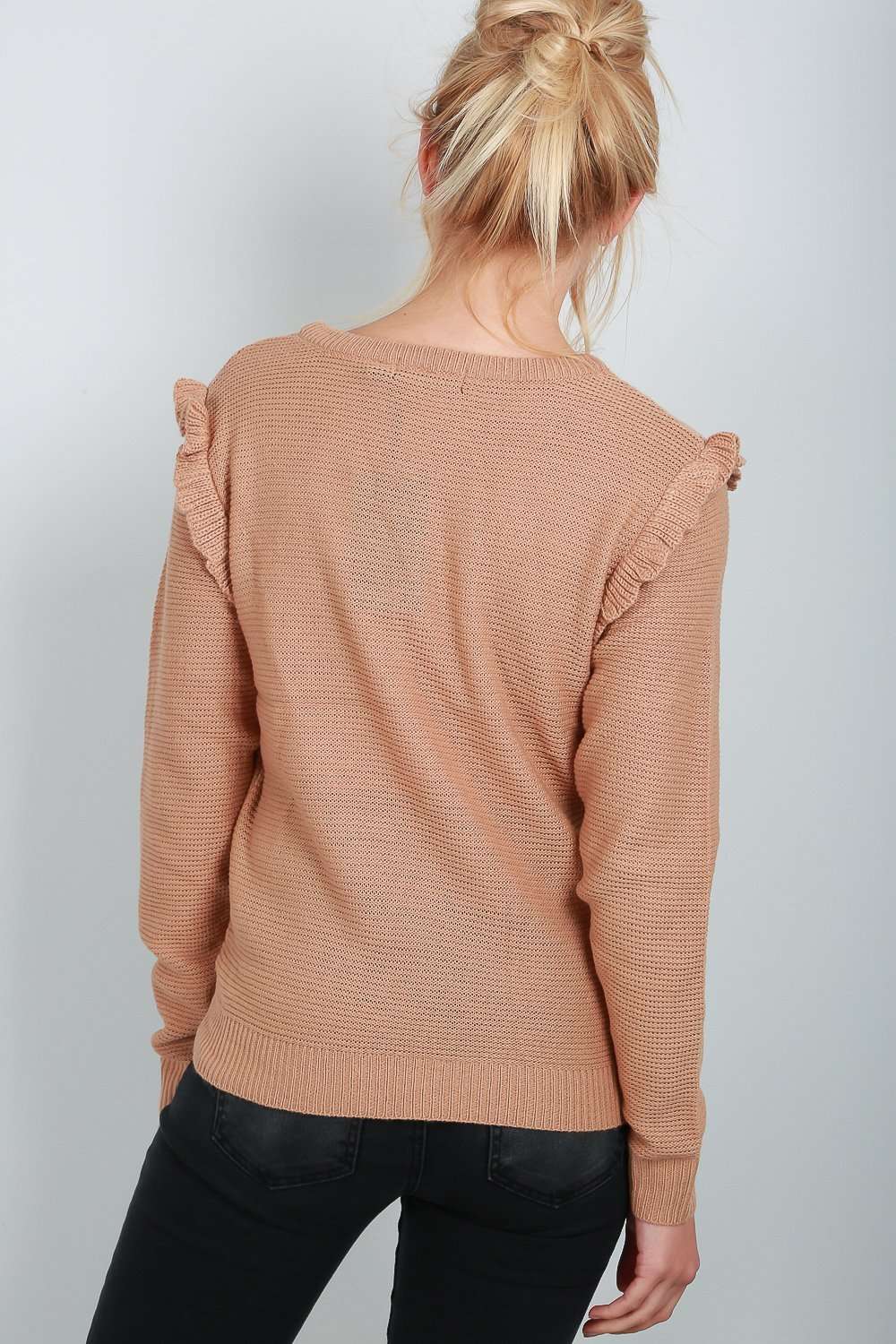 Nancy Long Sleeve Frilly Knitted Jumper - bejealous-com