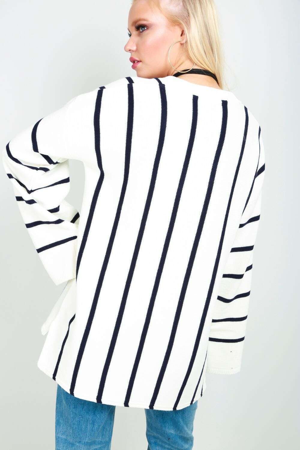 Flare Sleeve Oversize Black Knitted Jumper - bejealous-com