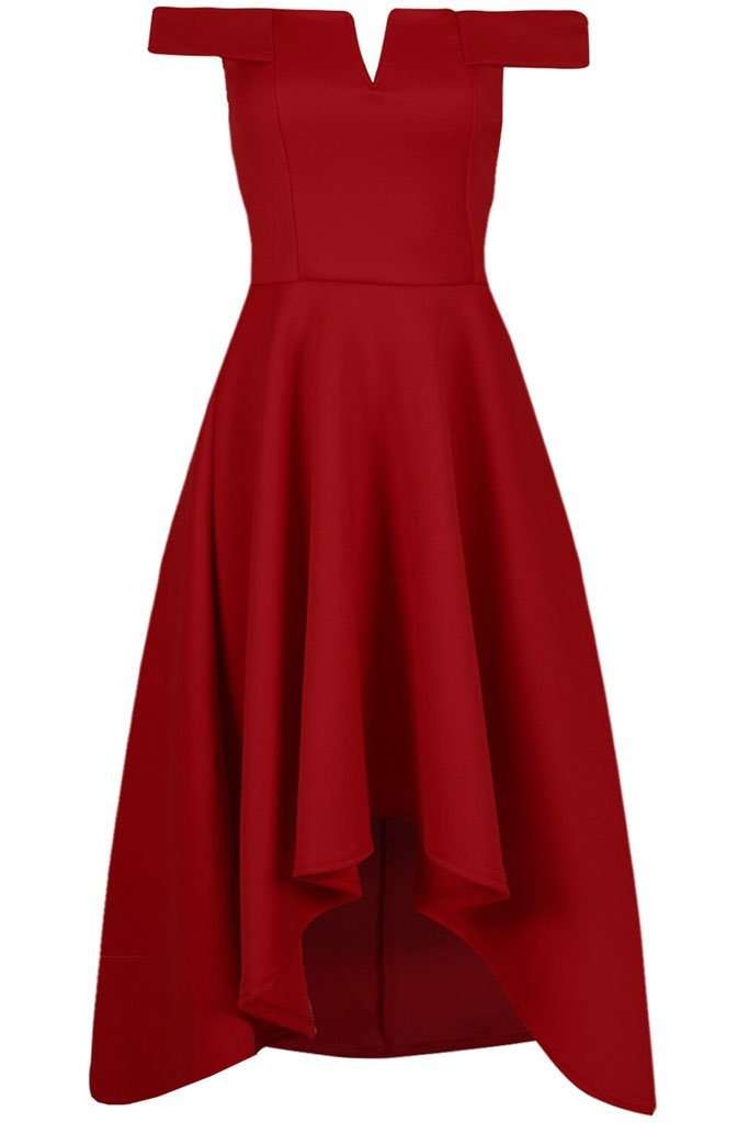 Natalia V Bar Off Shoulder Midi Swing Dress - bejealous-com
