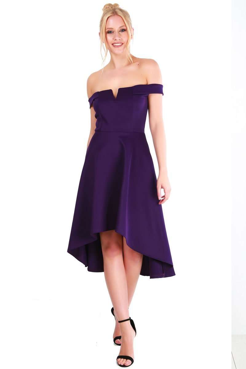 Natalia V Bar Off Shoulder Midi Swing Dress - bejealous-com