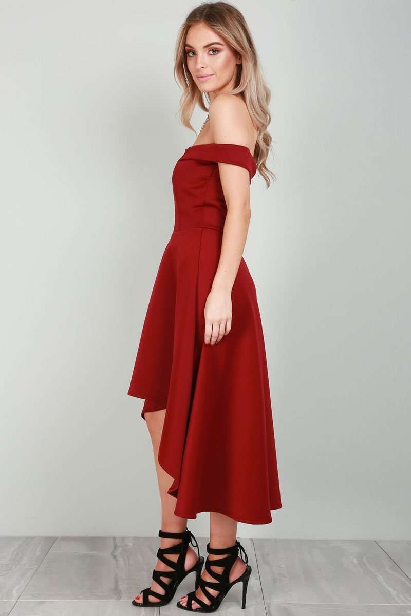Natalia V Bar Off Shoulder Midi Swing Dress - bejealous-com