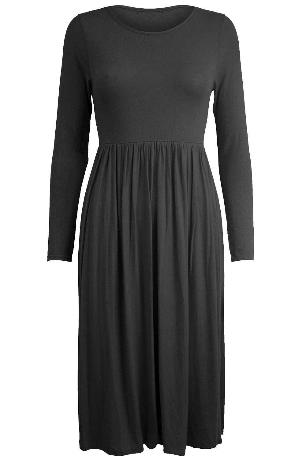 Natalie Long Sleeve Midi Swing Dress - bejealous-com