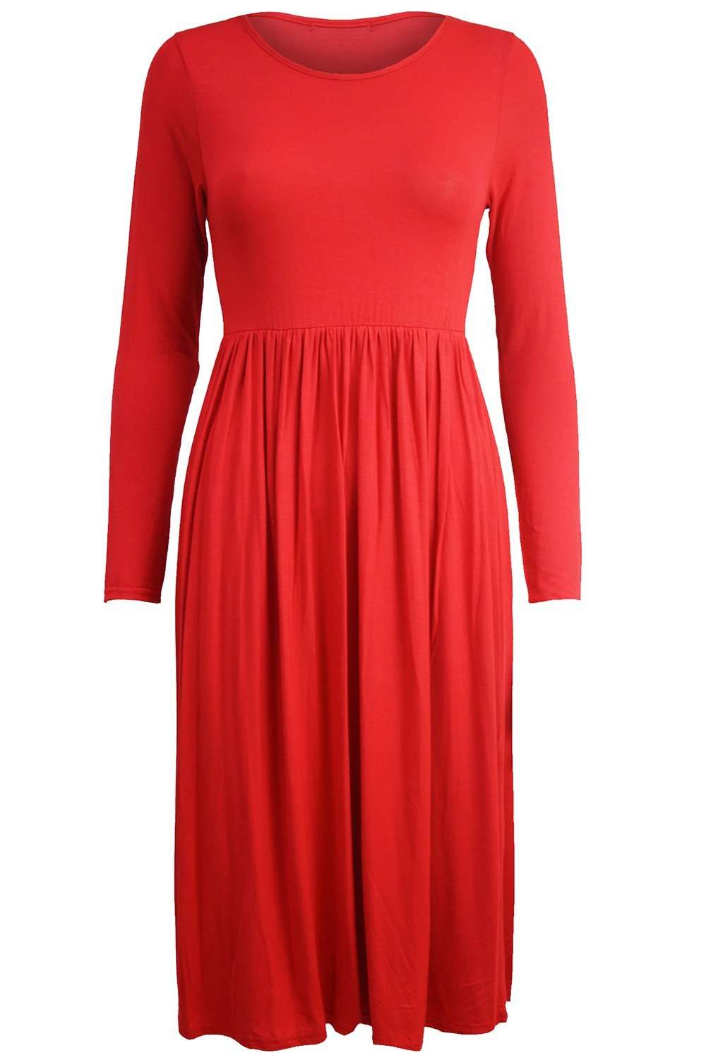 Natalie Long Sleeve Midi Swing Dress - bejealous-com