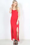 Nataly Strappy Split Leg Red Maxi Dress - bejealous-com