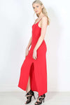 Nataly Strappy Split Leg Red Maxi Dress - bejealous-com