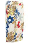 Navy High Waisted Tropical Print Midi Skirt - bejealous-com