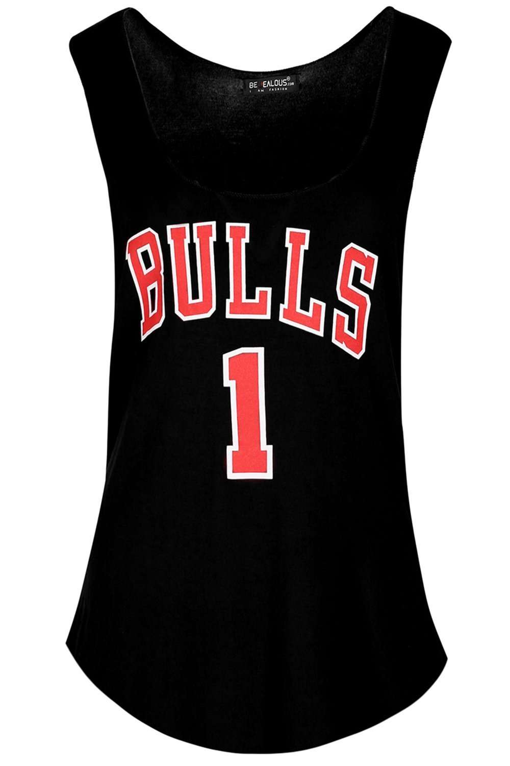Netty Raw Edge Bulls Slogan Print Vest Top - bejealous-com