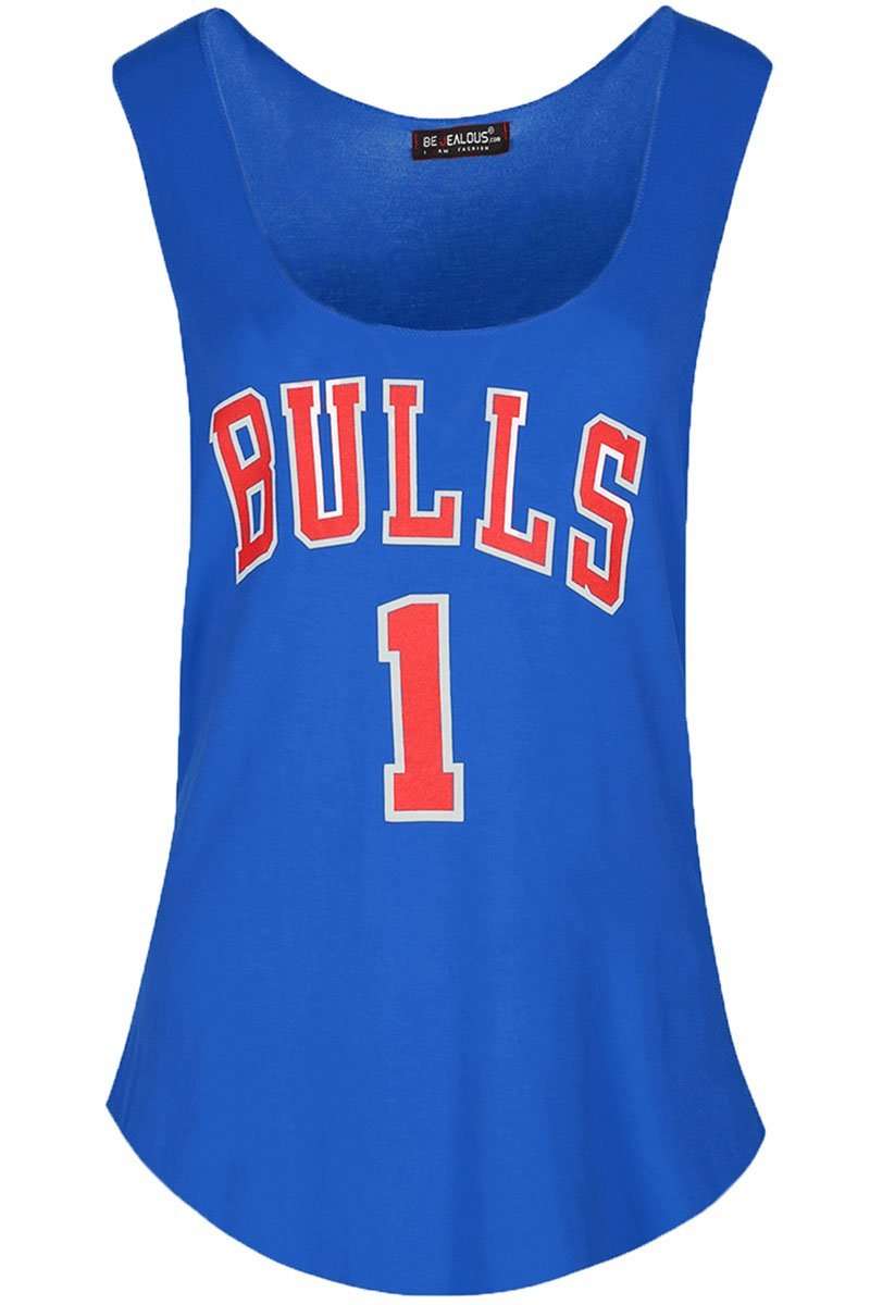 Netty Raw Edge Bulls Slogan Print Vest Top - bejealous-com