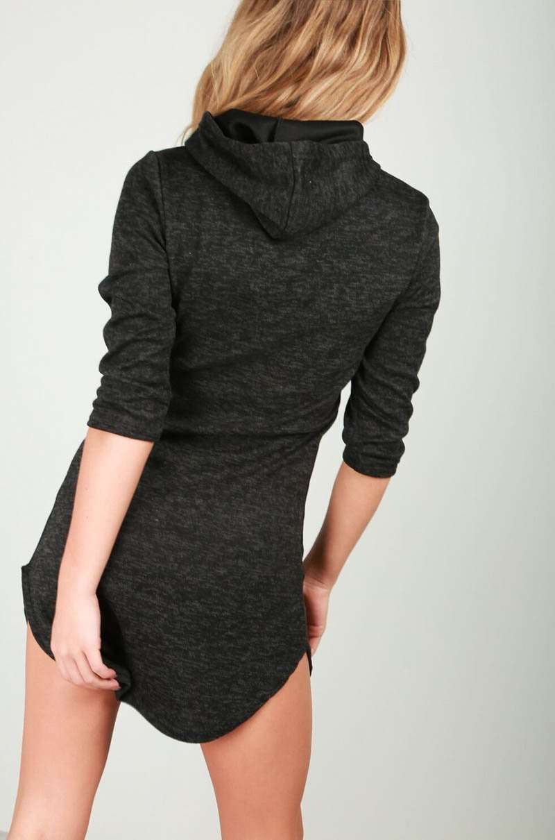 New York Slogan Print Curved Hem Sweater Dress - bejealous-com