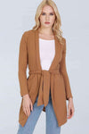 Niamh Long Sleeve Open Front Belted Jacket - bejealous-com