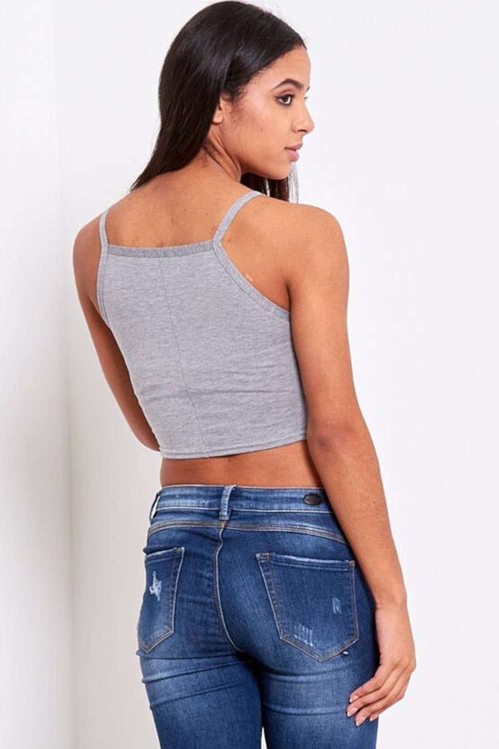 Niamh Strappy Basic Jersey Crop Top - bejealous-com