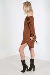 Nikita Off Shoulder Faux Suede Shirt Dress - bejealous-com