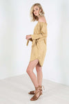 Nikita Off Shoulder Faux Suede Shirt Dress - bejealous-com