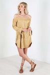 Nikita Off Shoulder Faux Suede Shirt Dress - bejealous-com