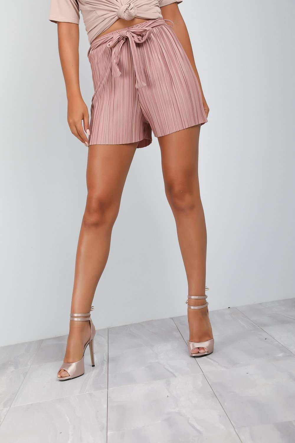 Nikki High Waisted Paper Bag Pleated Shorts - bejealous-com