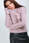 Olivia Long Sleeve Frill Knitted Jumper - bejealous-com