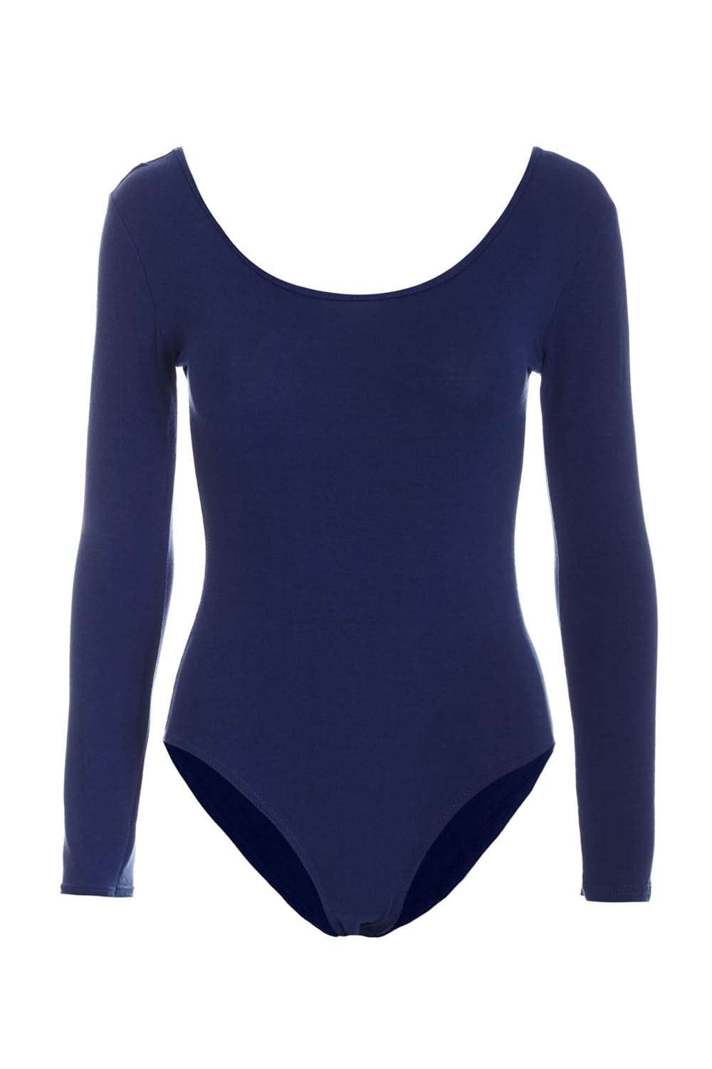Orange Long Sleeve Scoop Neck Basic Jersey Bodysuit - bejealous-com