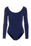 Orange Long Sleeve Scoop Neck Basic Jersey Bodysuit - bejealous-com