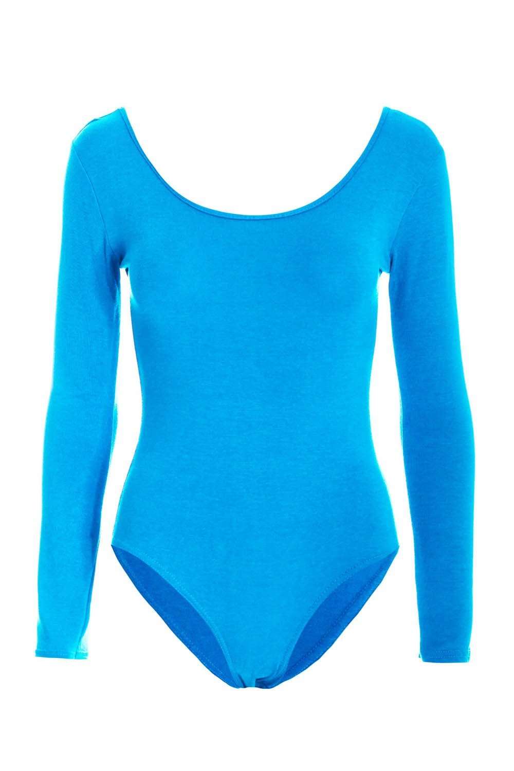 Orange Long Sleeve Scoop Neck Basic Jersey Bodysuit - bejealous-com