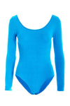 Orange Long Sleeve Scoop Neck Basic Jersey Bodysuit - bejealous-com