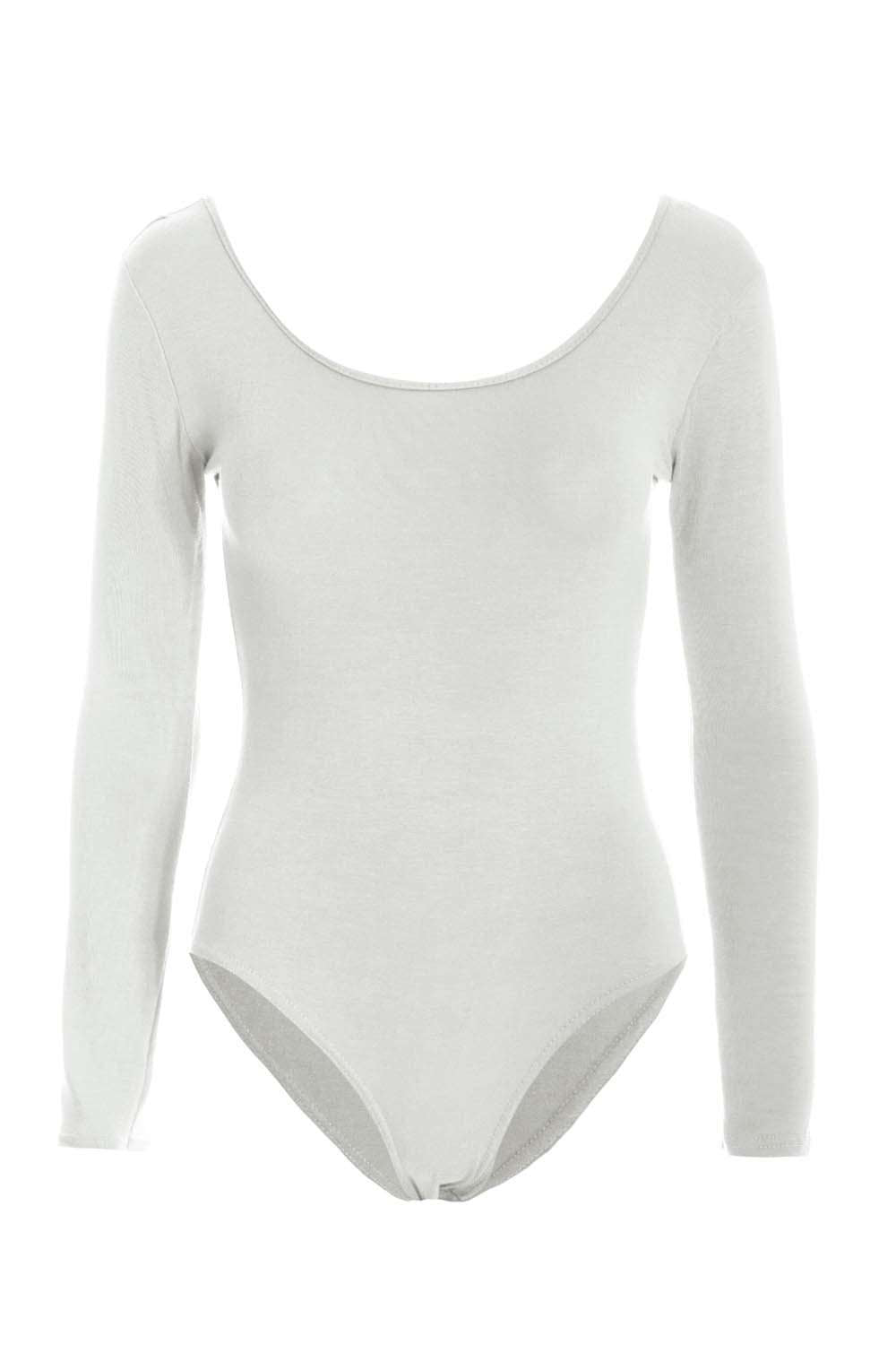 Orange Long Sleeve Scoop Neck Basic Jersey Bodysuit - bejealous-com