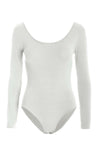 Orange Long Sleeve Scoop Neck Basic Jersey Bodysuit - bejealous-com