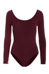 Orange Long Sleeve Scoop Neck Basic Jersey Bodysuit - bejealous-com
