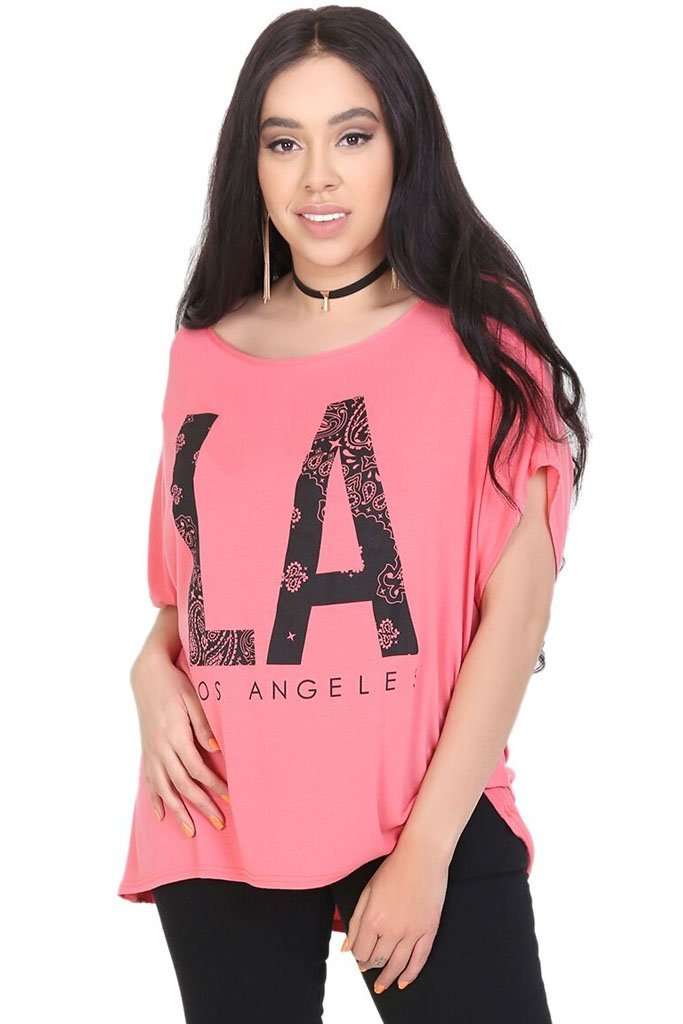 Orla Bardot Los Angeles Slogan Print Tshirt - bejealous-com