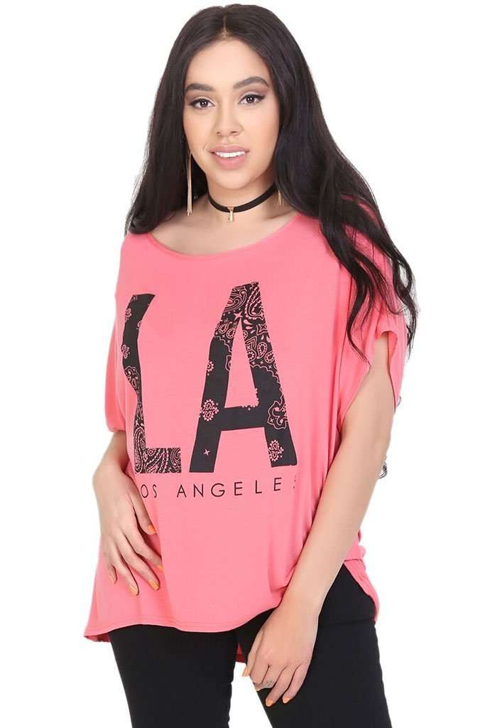 Orla Plus Los Angeles Slogan Print Tshirt - bejealous-com