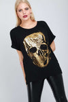 Oversized Graphic Print Skull Tshirt - bejealous-com