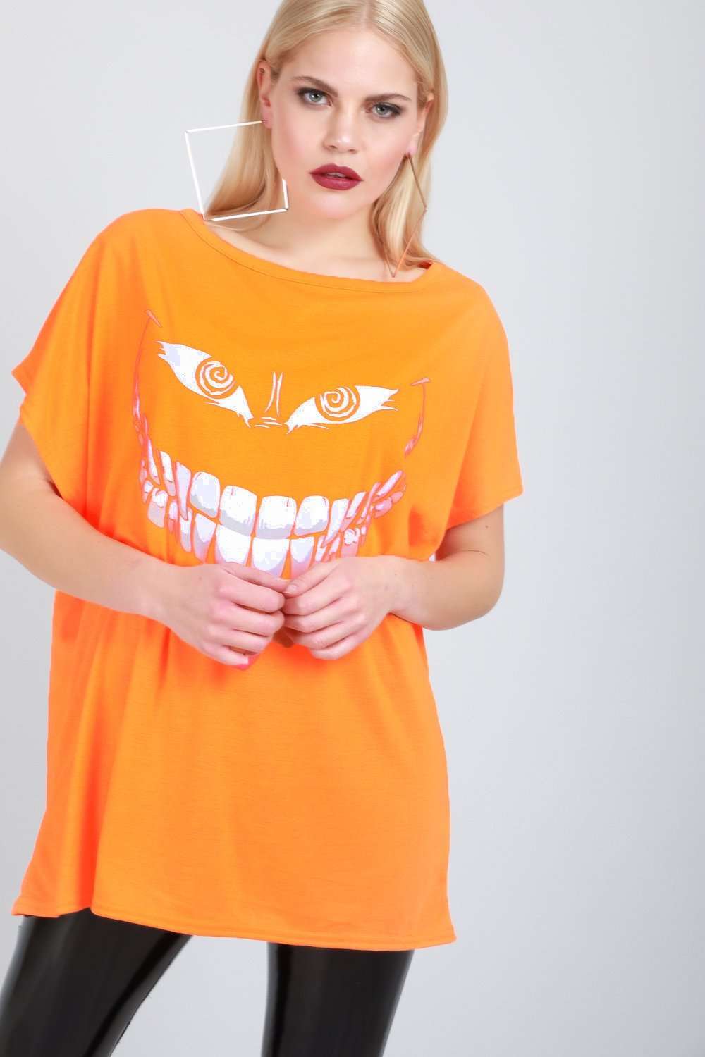 Oversized Scary Smile Baggy Halloween Tshirt - bejealous-com