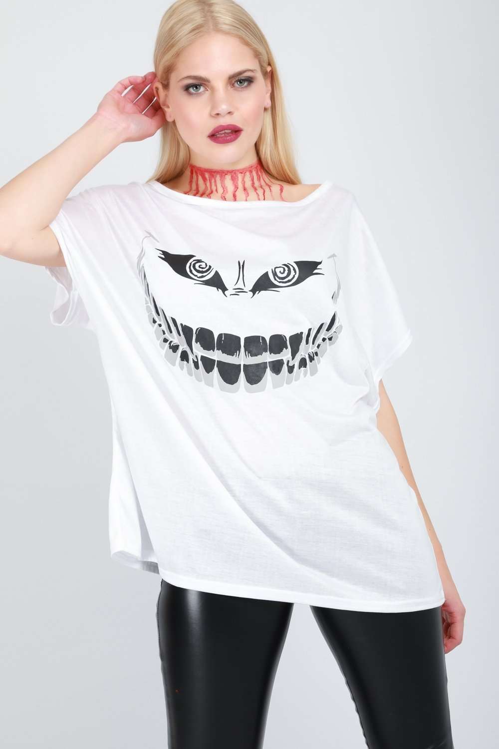 Oversized Scary Smile Baggy Halloween Tshirt - bejealous-com