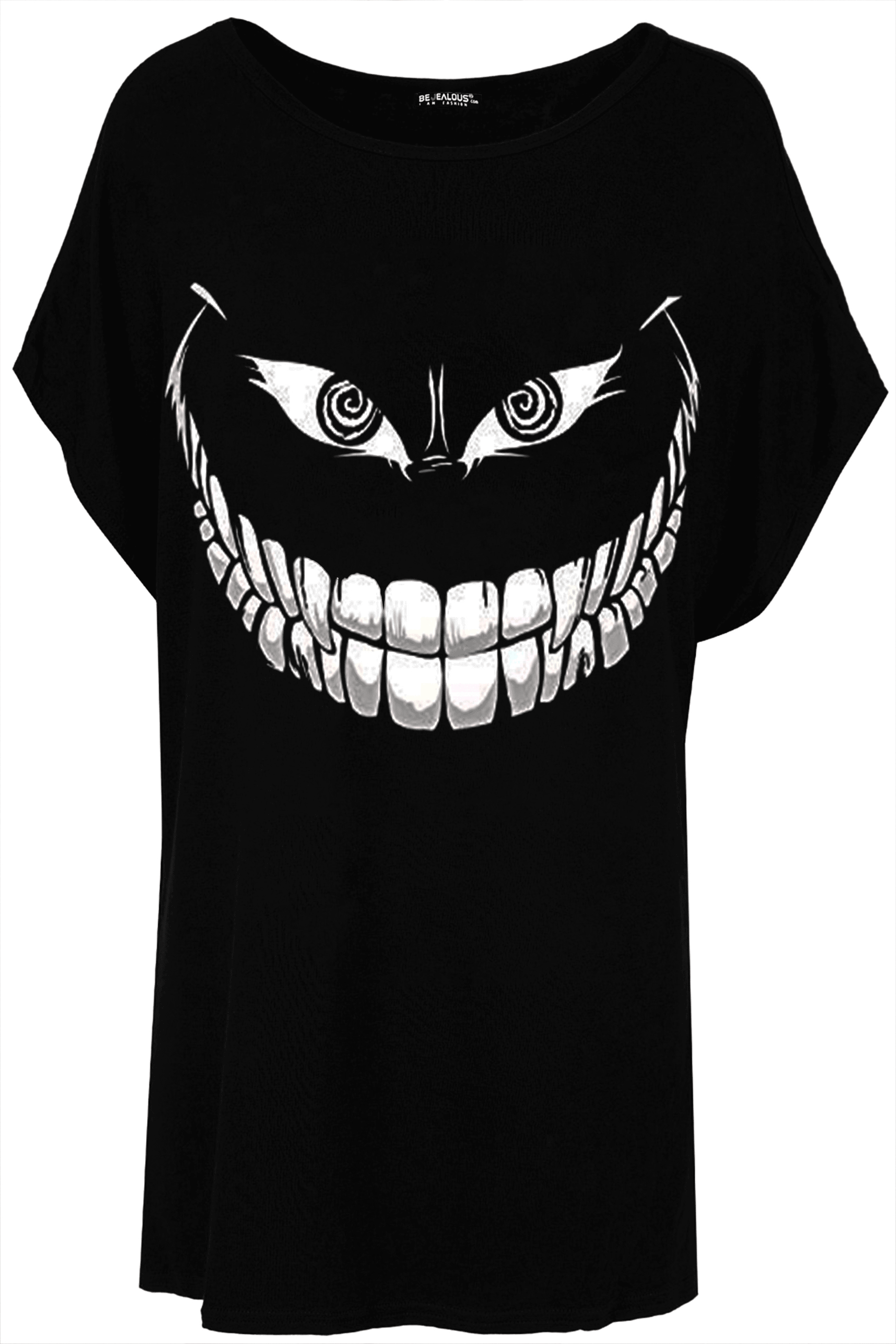 Oversized Scary Smile Baggy Halloween Tshirt - bejealous-com