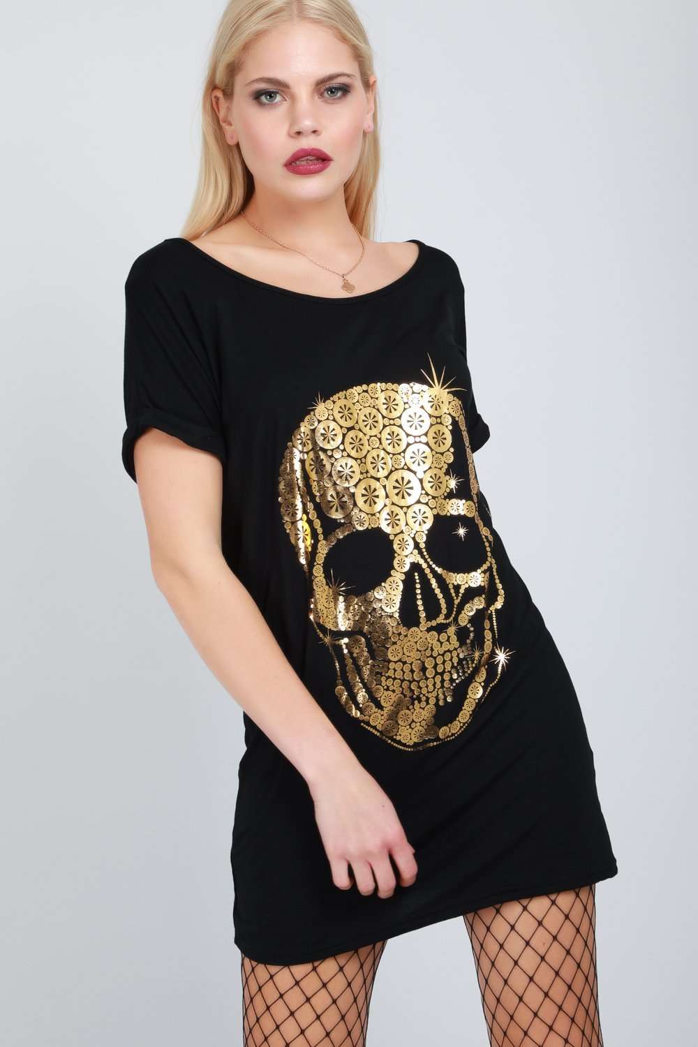 Oversized Skull Print Tshirt Dress - bejealous-com