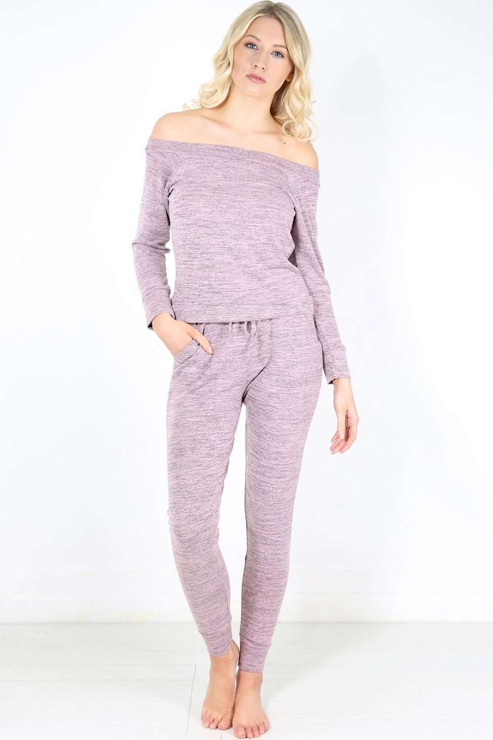 Paige Off Shoulder Marl Knit Coord Set - bejealous-com