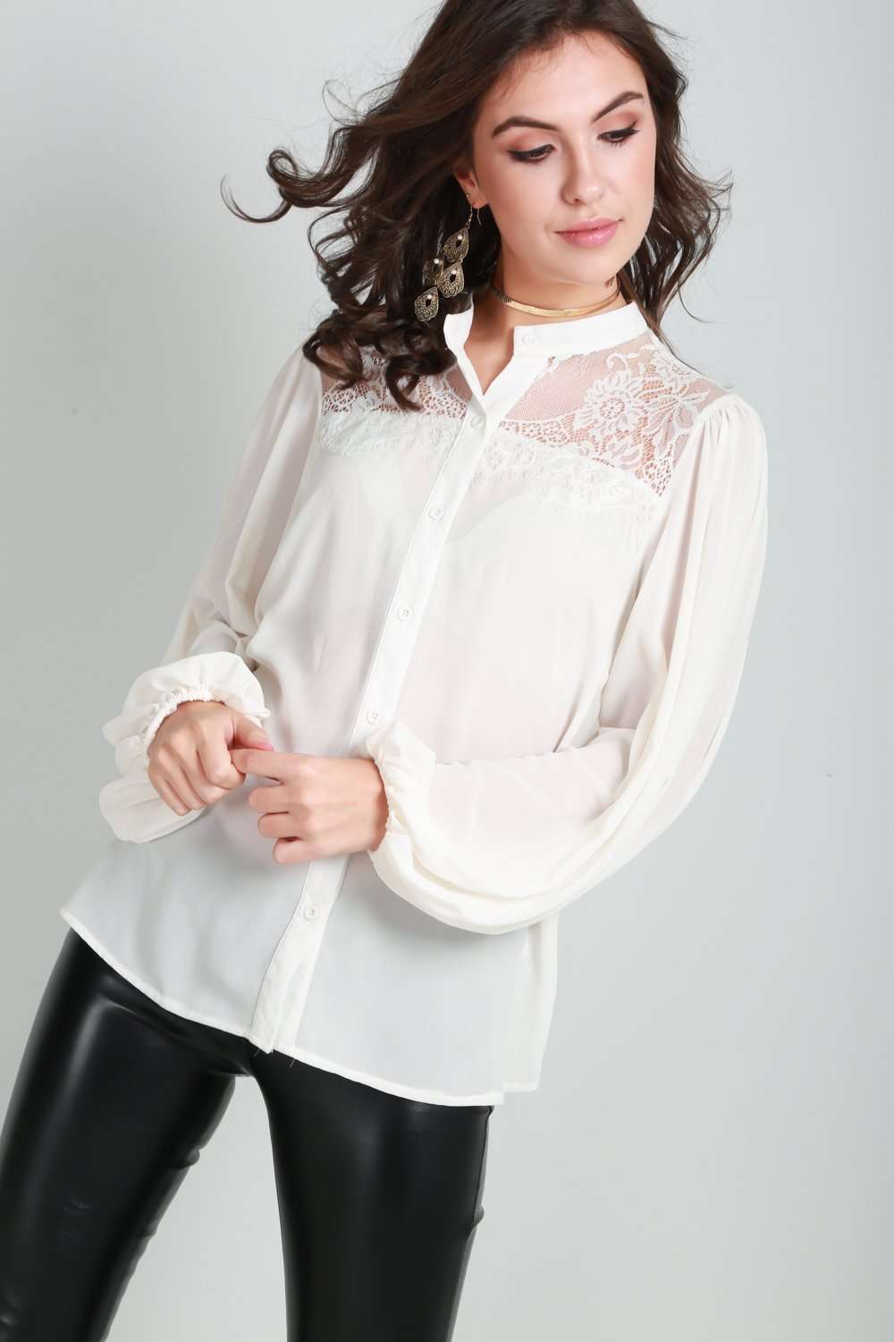 Pammie Button Down Blouse - bejealous-com