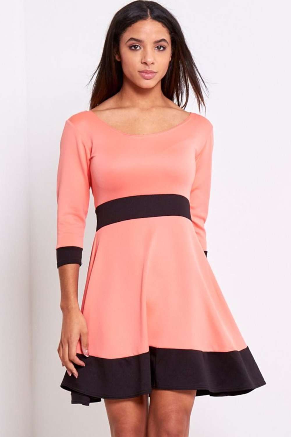 Paris Long Sleeve Paneled Mini Skater Dress - bejealous-com