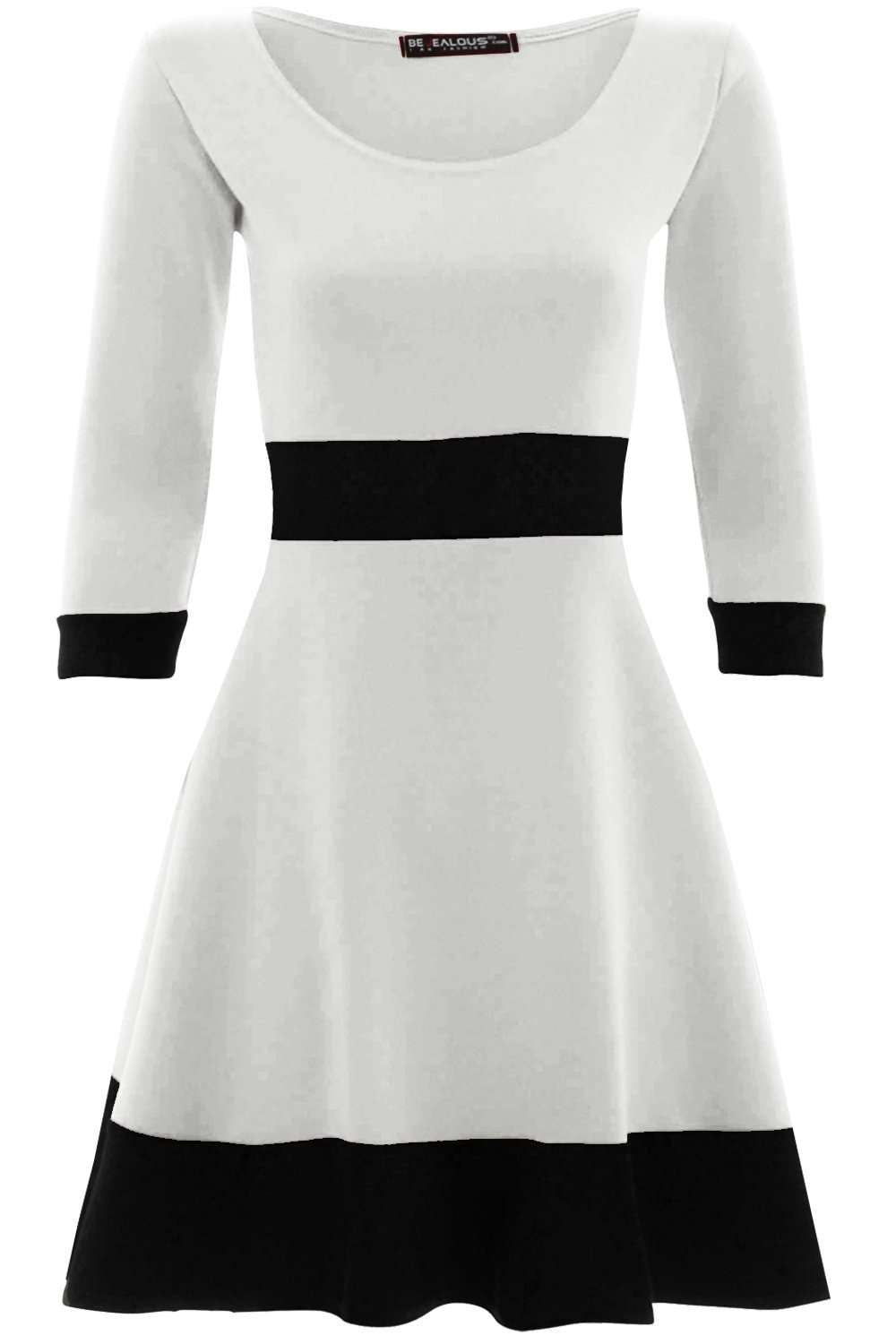 Paris Long Sleeve Paneled Mini Skater Dress - bejealous-com